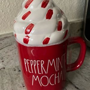 Sold out Rae Dunn Peppermint Mocha mug with topper
